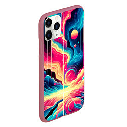 Чехол iPhone 11 Pro матовый Neon space fantasy - ai art, цвет: 3D-малиновый — фото 2