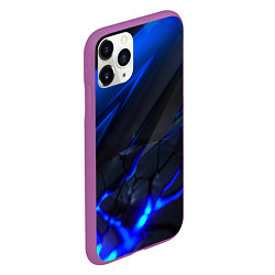 Чехол iPhone 11 Pro матовый Синяя абстракция с плитами, цвет: 3D-фиолетовый — фото 2