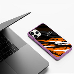 Чехол iPhone 11 Pro матовый KTM - Рваный гексагон, цвет: 3D-фиолетовый — фото 2