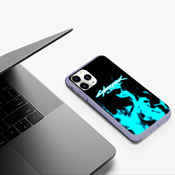 Чехол iPhone 11 Pro матовый Cyberpunk neon flame, цвет: 3D-светло-сиреневый — фото 2