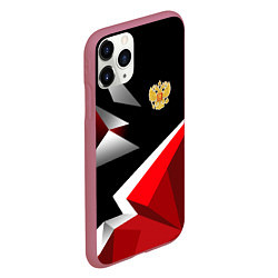 Чехол iPhone 11 Pro матовый Russia uniform - красный и черный, цвет: 3D-малиновый — фото 2