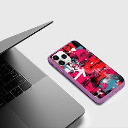 Чехол iPhone 11 Pro матовый Красное граффити, цвет: 3D-фиолетовый — фото 2