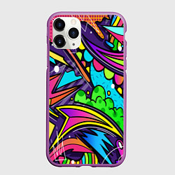 Чехол iPhone 11 Pro матовый Яркое граффити, цвет: 3D-фиолетовый