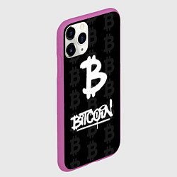 Чехол iPhone 11 Pro матовый Биткоин - граффити белый, цвет: 3D-фиолетовый — фото 2