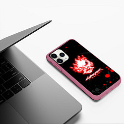 Чехол iPhone 11 Pro матовый Samurai flame logo, цвет: 3D-малиновый — фото 2