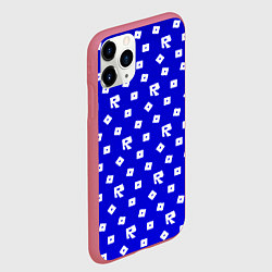 Чехол iPhone 11 Pro матовый Roblox blue pattern, цвет: 3D-малиновый — фото 2