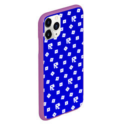 Чехол iPhone 11 Pro матовый Roblox blue pattern, цвет: 3D-фиолетовый — фото 2