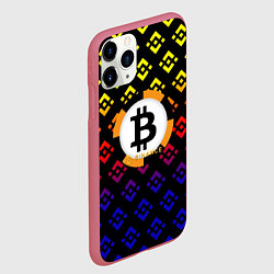 Чехол iPhone 11 Pro матовый Bitcoin binance, цвет: 3D-малиновый — фото 2