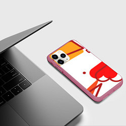 Чехол iPhone 11 Pro матовый Геометрия сердца, цвет: 3D-малиновый — фото 2