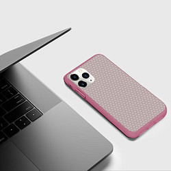 Чехол iPhone 11 Pro матовый Узор - сетка соты, цвет: 3D-малиновый — фото 2