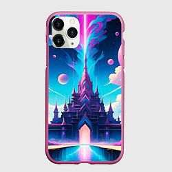 Чехол iPhone 11 Pro матовый Сказочный город - пейзаж, цвет: 3D-малиновый