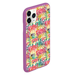 Чехол iPhone 11 Pro матовый Граффити с подтёками, цвет: 3D-фиолетовый — фото 2