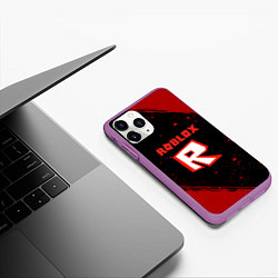 Чехол iPhone 11 Pro матовый Roblox текстура мобайл гейм, цвет: 3D-фиолетовый — фото 2