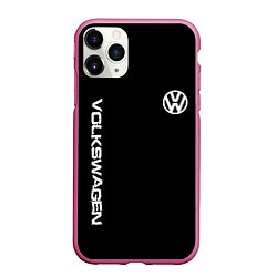 Чехол iPhone 11 Pro матовый Volkswagen logo white, цвет: 3D-малиновый