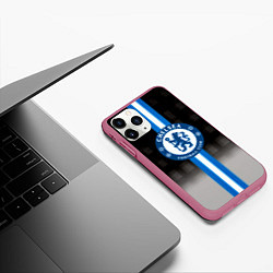 Чехол iPhone 11 Pro матовый Chelsea fc sport geometry, цвет: 3D-малиновый — фото 2