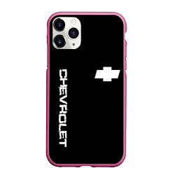 Чехол iPhone 11 Pro матовый Chevrolet white logo auto, цвет: 3D-малиновый