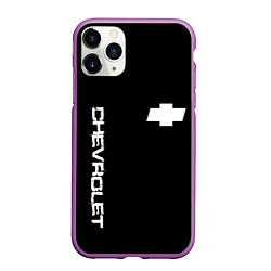 Чехол iPhone 11 Pro матовый Chevrolet white logo auto, цвет: 3D-фиолетовый