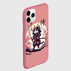 Чехол iPhone 11 Pro матовый Kitten samurai - bushido ai art, цвет: 3D-малиновый — фото 2