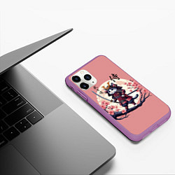 Чехол iPhone 11 Pro матовый Kitten samurai - bushido ai art, цвет: 3D-фиолетовый — фото 2