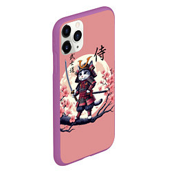 Чехол iPhone 11 Pro матовый Kitten samurai - bushido ai art, цвет: 3D-фиолетовый — фото 2