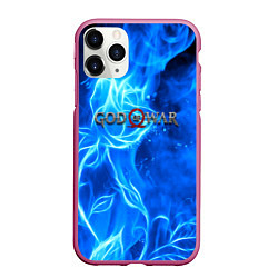 Чехол iPhone 11 Pro матовый God of war neon flower, цвет: 3D-малиновый