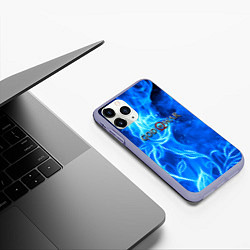 Чехол iPhone 11 Pro матовый God of war neon flower, цвет: 3D-светло-сиреневый — фото 2