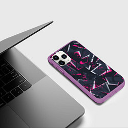 Чехол iPhone 11 Pro матовый Яркий абстрактный узор для спорта, цвет: 3D-фиолетовый — фото 2