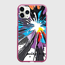 Чехол iPhone 11 Pro матовый Кляксы краски - абстракция, цвет: 3D-малиновый