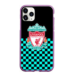 Чехол iPhone 11 Pro матовый Liverpool fc sport клетка, цвет: 3D-фиолетовый
