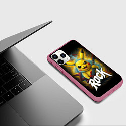 Чехол iPhone 11 Pro матовый Пикачу рокер с электрогитарой, цвет: 3D-малиновый — фото 2