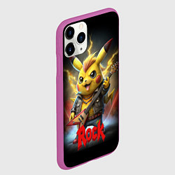 Чехол iPhone 11 Pro матовый Рок звезда Пикачу с электрогитарой, цвет: 3D-фиолетовый — фото 2