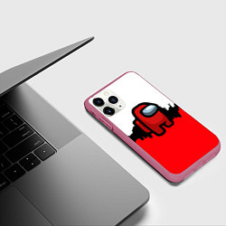 Чехол iPhone 11 Pro матовый Among us краски, цвет: 3D-малиновый — фото 2