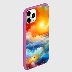 Чехол iPhone 11 Pro матовый Закат солнца - разноцветные облака, цвет: 3D-фиолетовый — фото 2