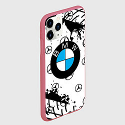 Чехол iPhone 11 Pro матовый BMW x Mercedes краски, цвет: 3D-малиновый — фото 2