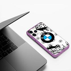 Чехол iPhone 11 Pro матовый BMW x Mercedes краски, цвет: 3D-фиолетовый — фото 2