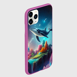 Чехол iPhone 11 Pro матовый Космический кит - нейросеть, цвет: 3D-фиолетовый — фото 2
