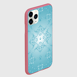 Чехол iPhone 11 Pro матовый Векторные узоры на нежно-бирюзовом фоне, цвет: 3D-малиновый — фото 2