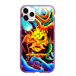 Чехол iPhone 11 Pro матовый Cyberpunk hyperbeast steel, цвет: 3D-фиолетовый