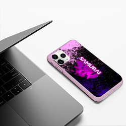 Чехол iPhone 11 Pro матовый Samurai neon logo краски, цвет: 3D-розовый — фото 2