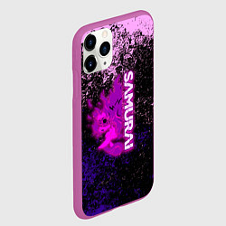 Чехол iPhone 11 Pro матовый Samurai neon logo краски, цвет: 3D-фиолетовый — фото 2