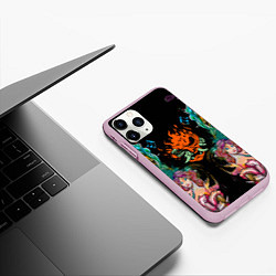 Чехол iPhone 11 Pro матовый Cyberpunk tatoo game steel japan, цвет: 3D-розовый — фото 2