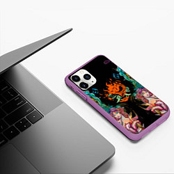 Чехол iPhone 11 Pro матовый Cyberpunk tatoo game steel japan, цвет: 3D-фиолетовый — фото 2