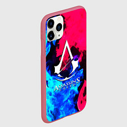 Чехол iPhone 11 Pro матовый Assassins Creed fight fire, цвет: 3D-малиновый — фото 2