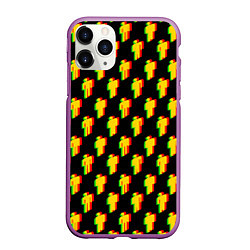 Чехол iPhone 11 Pro матовый Billie Eilish glitch pattern, цвет: 3D-фиолетовый