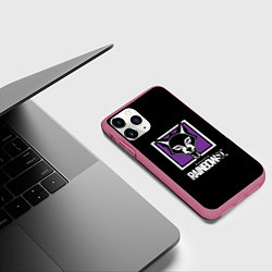 Чехол iPhone 11 Pro матовый Rainbow six logo ubisoft, цвет: 3D-малиновый — фото 2
