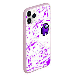 Чехол iPhone 11 Pro матовый Among us neon colors game, цвет: 3D-розовый — фото 2