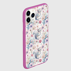 Чехол iPhone 11 Pro матовый Бельчонок в цветах, цвет: 3D-фиолетовый — фото 2