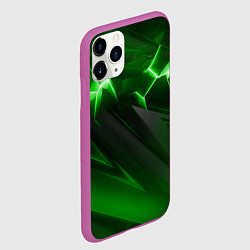 Чехол iPhone 11 Pro матовый Яркая зеленая объемная абстракция, цвет: 3D-фиолетовый — фото 2