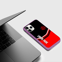 Чехол iPhone 11 Pro матовый Linkin park geometry line steel, цвет: 3D-фиолетовый — фото 2