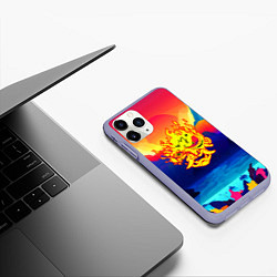 Чехол iPhone 11 Pro матовый Samurai fire logo japan, цвет: 3D-светло-сиреневый — фото 2